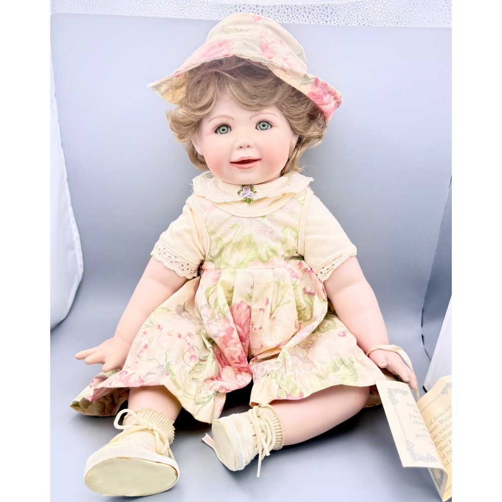 Hamilton Collection Chelsea Doll 1994 Porcelain 16" Floral Dress Hat Tagged